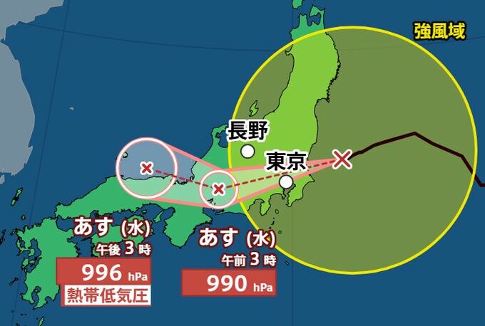【台風情報】台風15号　あす12日にかけ長野県内を横断か　11日夜遅くから12日夜遅くにかけ　低地の浸水や河川の増水、土砂災害に十分注意【1時間ごとの雨風シミュレーション】（午後4時27分・長野地方気象台発表）　|　SBC NEWS | 長野のニュース | SBC信越放送