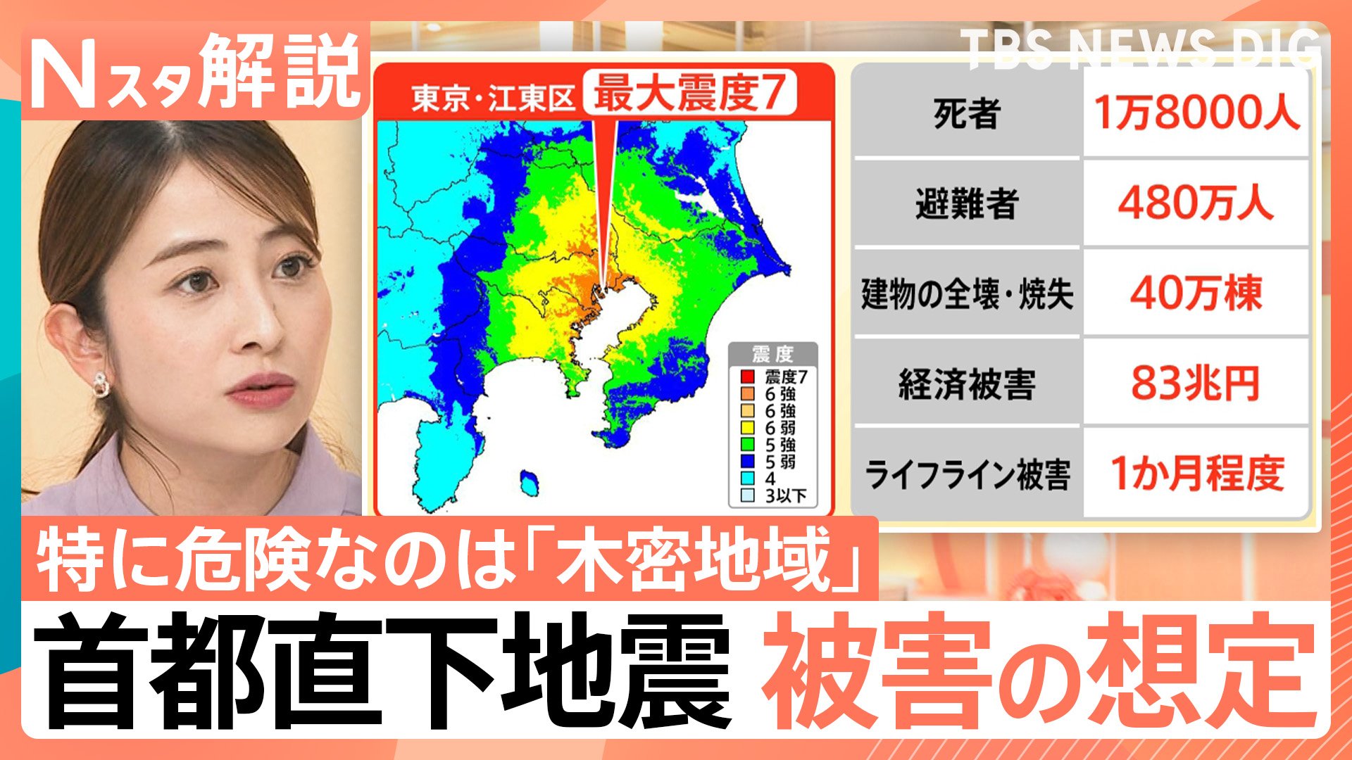 死者最大1.8万人「首都直下地震」の被害想定は？避難者480万人とも