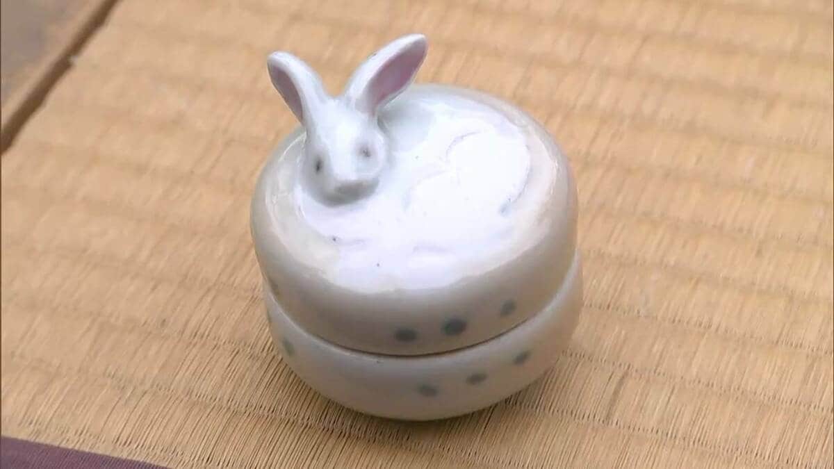 茶道具 うさぎ香合 B275h「うさぎ香合」槙江山作 愛媛 伊予 江山