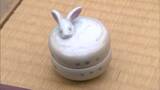 来年の干支「うさぎ」の香合(香を収納する蓋付きの容器)の窯出し 渋川動物公園でウサギを観察して作りました【岡山・倉敷市 天神窯】 | 岡山・香川のニュース | 天気 | RSK山陽放送