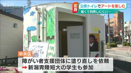 アート作品_チューよりトイレ サルや河童が描かれたポップなアート作品に 新潟市の公衆トイレが“大