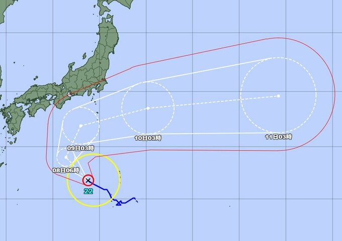 【台風情報】台風22号　伊豆諸島を中心とする関東甲信地方では9日に暴風や土砂災害、低い土地の浸水などに警戒　日本の南を1時間におよそ15キロの速さで西北西へ進む　気象庁　7日午前6時現在　|　SBC NEWS | 長野のニュース | SBC信越放送