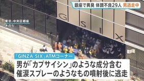 東京「GINZA SIX」で異臭 体調不良者は29人に、いずれも命に別状なし 男が「カプサイシン」のような成分含むスプレー噴射…現在も逃走中|TBS NEWS DIG