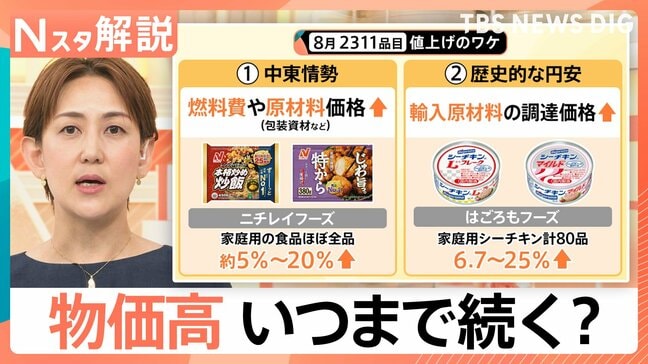 3年ぶり“4500品目超”の値上げラッシュに 深刻な物価高いつまで続く【Nスタ解説】|TBS NEWS DIG