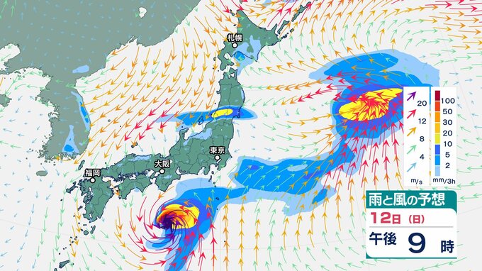 【大雨情報】東北南部では12日夜遅くにかけて激しい雨が降り大雨となる所がある見込み　雨雲が予想以上に発達した場合は警報級の大雨となる可能性も…【雨と風のシミュレーション】　|　富山のニュース｜天気・防災｜チューリップテレビ
