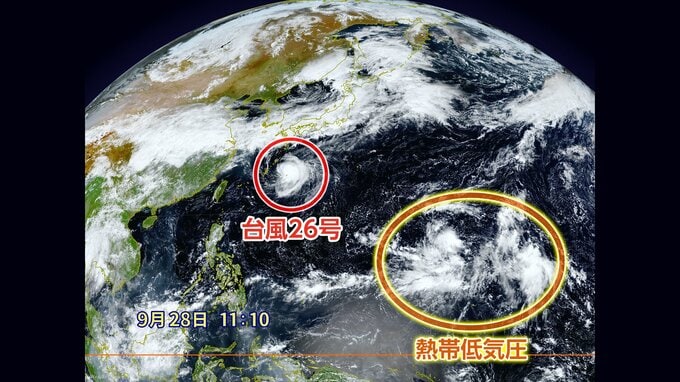 【台風のたまご】28日午前3時に熱帯低気圧が発生　台風に発達のおそれ　台風26号は10月1日ごろ東海・関東にかなり接近か　雨と風の予報|TBS NEWS DIG