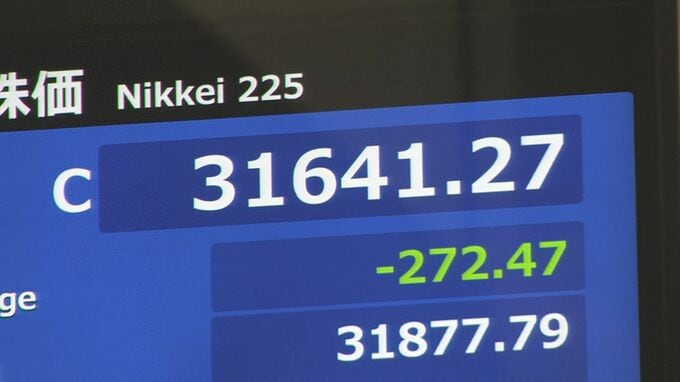 【速報】日経平均株価終値3万1641円　272円値下がり　一時は400円以上↓33年ぶり株高更新から一転　過熱感からの売り注文