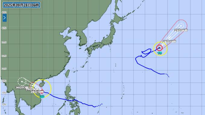【台風情報】19号は東海上で一回転　強い勢力で東北東へ　20号はベトナムへ　最新予想進路|TBS NEWS DIG
