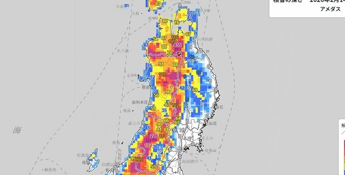 【気象情報】東北地方　14日から15日にかけて最高気温が4月上旬並みと平年よりかなり高くなる見込み　なだれや屋根からの落雪に注意を【雪と雨のシミュレーション】|TBS NEWS DIG