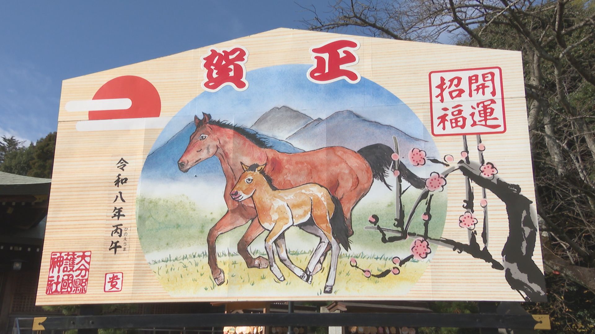来年の干支「午」描いた大絵馬が登場 九州最大級、大分県護国神社で