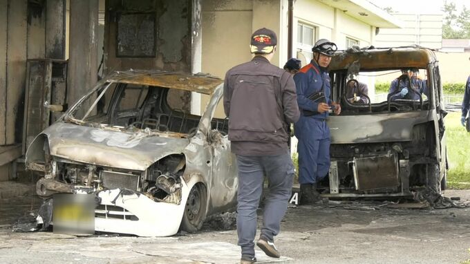 夜の車庫、駐車中の車２台が炎上　当時事務所に人はおらず　|　BSSニュース | BSS山陰放送