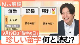 「無敵」に「勝利」「努力」…9月19日は「苗字の日」 あなたは読める?レア&難読苗字【Nスタ解説】|TBS NEWS DIG