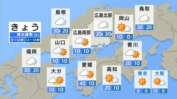【きょう12/16(月)広島天気】寒気の影響で雲が広がりやすい一日　北部ほど雨や雪　日中の気温平年をやや下回る予想|TBS NEWS DIG