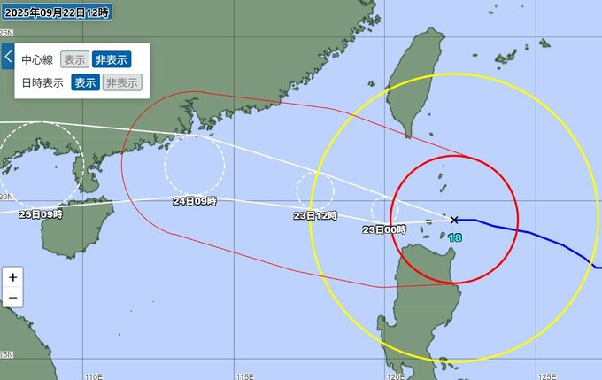 【台風情報】台風18号「猛烈」から「大型で猛烈」に発達 バシー海峡へ…中心気圧 900ヘクトパスカルになるおそれも【雨と風のシミュレーション】　|　富山のニュース｜天気・防災｜チューリップテレビ