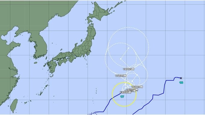 【台風情報】今どこに？ 台風17号(ナンカー)は "ジグザグ" に曲がりながら北上し日本の東へ...最大瞬間風速25 m/s　勢力、進路予想を詳しく　今後の全国の天気を画像で　気象庁【進路図で見る】　|　山形のニュース│TUYテレビユー山形