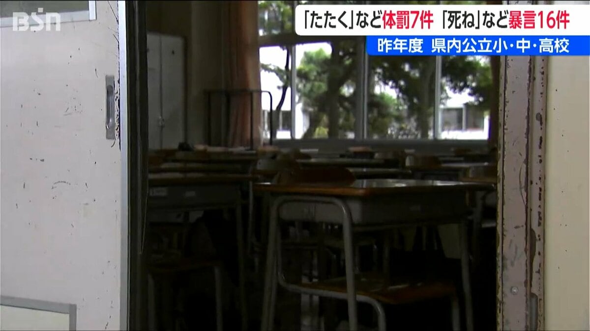 サムネイル_県内の公立校で「ほほをたたく」などの体罰7件「死ね」「バカ猿」などの暴言も16件【新潟】2025年度