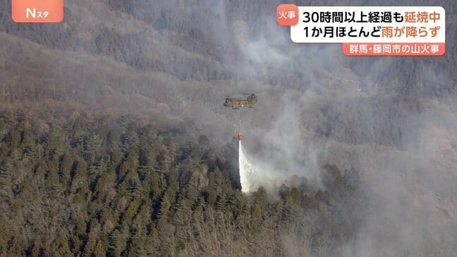 群馬・藤岡市の山林火災　30時間経過も延焼中　47ヘクタールに被害拡大　この1か月ほとんど雨降らず“林野火災注意報”|TBS NEWS DIG