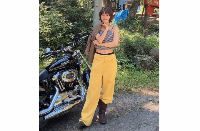 【 笠井海夏子 】　愛車「ハーレーダビッドソン」と　笑顔で２ショット　ファン反響　「ルンルン気分で　めちゃ最高ですね！」|TBS NEWS DIG