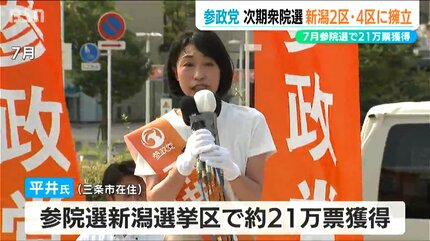 参政党 次期衆院選 新潟2、4区に公認候補を擁立へ 1区への擁立も検討