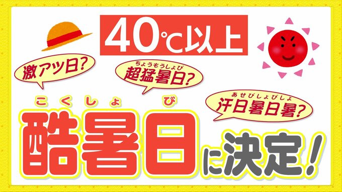 「汗日暑日暑（アセビショビショ）」「自宅待機日」という意見も　40℃以上は『酷暑日』に決定　惜しくも“落選”した候補は　47万人が投じた一票は？|TBS NEWS DIG