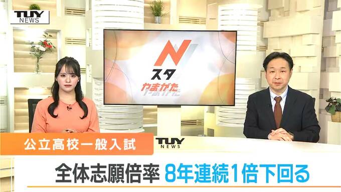 2025年度入学　山形県公立高校一般入試　全体の志願倍率は8年連続で1倍を下回る　県立高等学校全校掲載　|　山形のニュース│TUYテレビユー山形