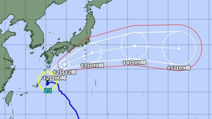 【台風情報】台風23号は13日に伊豆諸島に…風はどのくらい吹く？今後の詳しい進路と勢力、位置情報を気象庁発表データで見る|TBS NEWS DIG