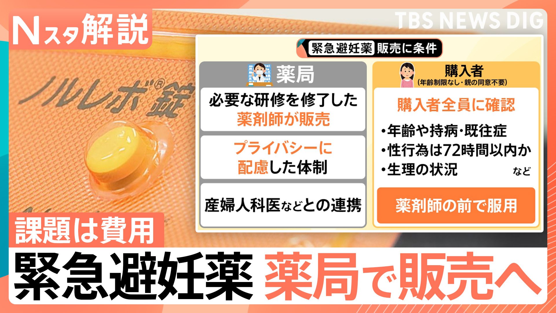 なぜ市販化？「緊急避妊薬（アフターピル）」医師の診察なし 今年度中にも薬局で購入可能に、課題は費用【Nスタ解説】 | TBS CROSS DIG  with Bloomberg