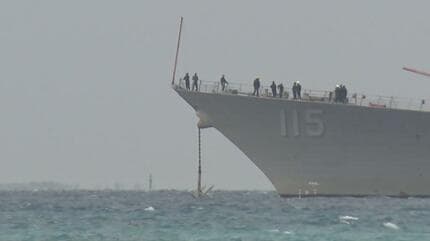 米駆逐艦「ラファエル・ペラルタ」が石垣港に寄港 住民らからは反対の