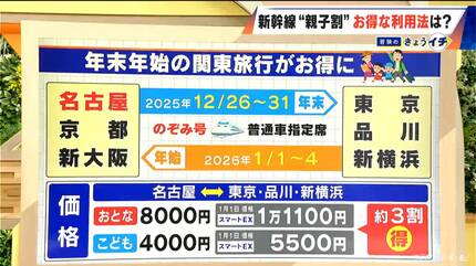 年末年始の関東旅行がお得に！ 新幹線“親子割引”を使えば約3割安くなる