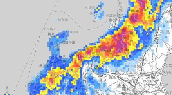 【気象情報】上空約5000メートルにマイナス36℃以下の強い寒気　24日にかけ平地でも警報級の大雪のおそれ【雪と雨のシミュレーション】　|　富山のニュース｜天気・防災｜チューリップテレビ