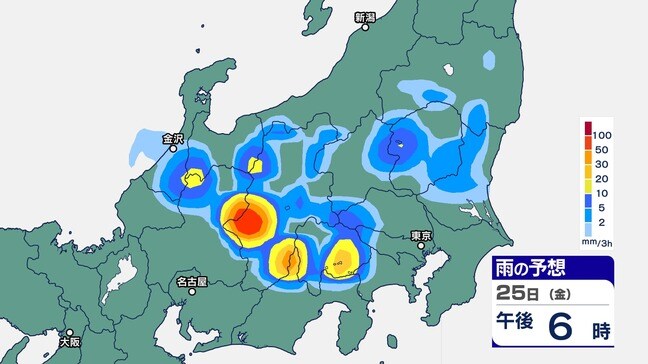 【関東甲信】25日夜~と26日午後を中心にゲリラ豪雨となる所がある見込み『警報級の大雨』となる地域が拡大する可能性も【雨シミュレーション】|TBS NEWS DIG