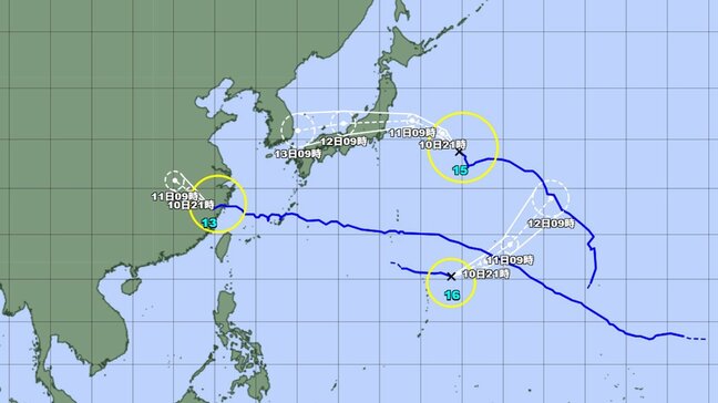 【トリプル台風情報】台風15号(チャンホン)は本州直撃の可能性も... 最大瞬間風速35m/s予想 東北への影響はどうなる? 進路予想・勢力を詳しく 台風13号、台風16号の今後は? 全国の天気を画像で 気象庁|TBS NEWS DIG