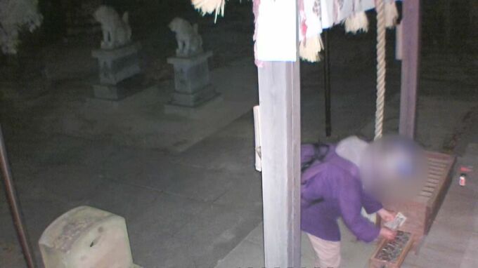 ヘルメット男「さい銭泥棒」同じ神社で3～4日おきに盗む…犯行の瞬間とらえた　|　BSSニュース | BSS山陰放送