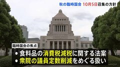 秋の臨時国会10月5日召集の方針　食料品の消費税減税関連法案や衆議院の議員定数削減をめぐる扱いが焦点に| TBS CROSS DIG with Bloomberg
