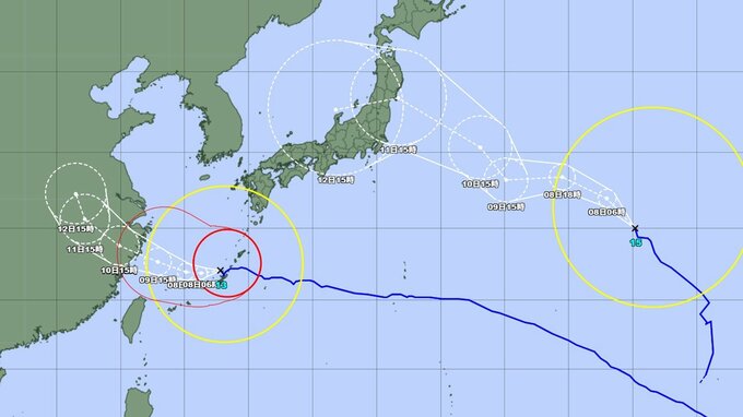 【ダブル台風情報】沖縄直撃の台風13号(ドルフィン)　このあとの勢力と進路を詳しく　奄美・沖縄などへの影響はどうなる？ 最大瞬間風速60m/s　台風15号は本州直撃の可能性...進路予想・勢力を詳しく　全国の天気を画像で　気象庁　|　山形のニュース│TUYテレビユー山形