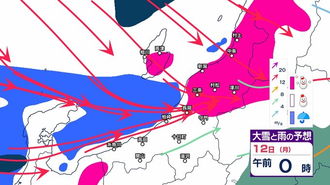 【 新潟の雪は？ 】3連休は大荒れや大しけの恐れ  強烈な寒気の影響で暴風や高波、大雪の可能性も【13日(火)午後3時までの雪と風のシミュレーション・8日(木)正午更新】　|　新潟のニュース・天気｜BSN NEWS｜BSN新潟放送
