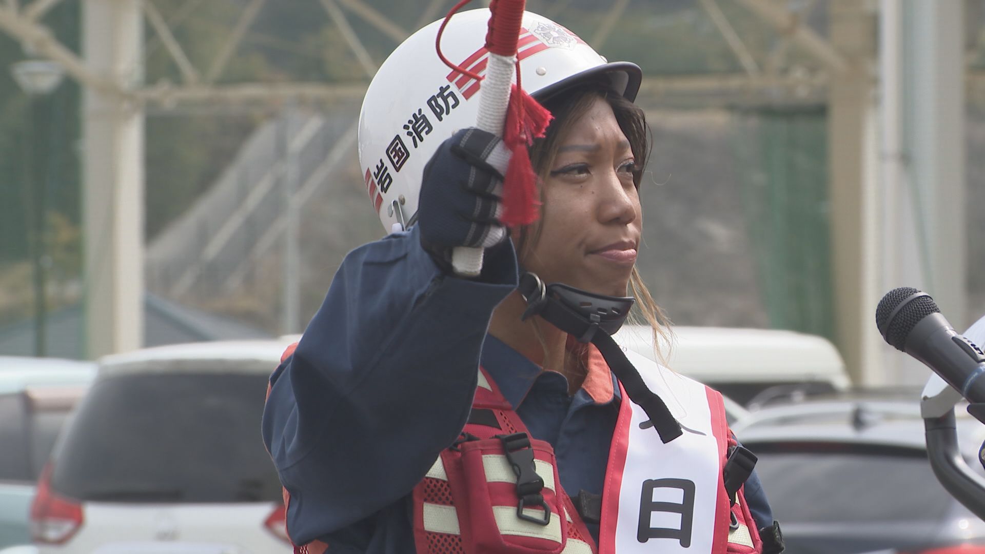 陸上女子100m3連覇中 ”女王”君嶋愛梨沙選手が火の用心を呼びかけ