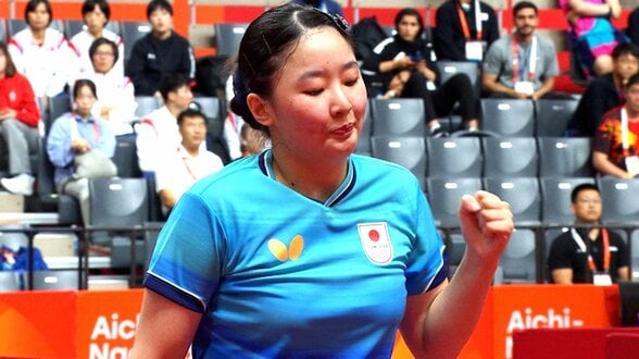 張本美和、女子シングルスで銅メダル以上確定！北朝鮮の選手にストレート勝利で準決勝進出【アジア大会・卓球】|TBS NEWS DIG
