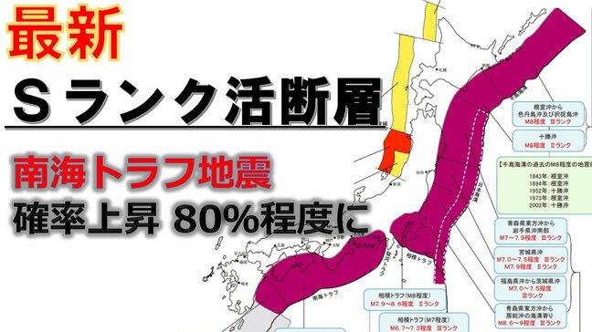 地震発生確率「Sランク」活断層の最新情報　どこが？どれくらい揺れる可能性？新潟県内で新たにA→S　南海トラフ地震の発生確率は上昇して80％程度に…阪神・淡路大震災30年で活断層に着目|TBS NEWS DIG