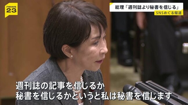 高市総理「週刊誌より秘書を信じる」 自陣営の“対立候補などへのSNS誹謗中傷疑惑”一部報道で野党と論戦|TBS NEWS DIG
