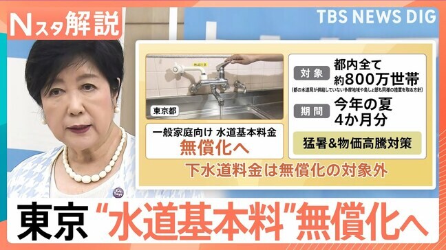 夏の4か月分、東京“水道基本料”無償化へ　1世帯あたり、どのくらい軽減される？【Nスタ解説】|TBS NEWS DIG