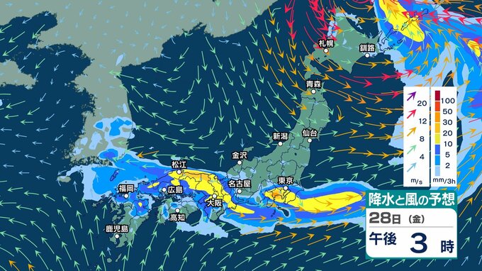 【 今後の雨 】27日は北～東日本で非常に激しい雨のおそれ　前線が本州を南下　28日頃まで警報級大雨の可能性【30日(日)までの雨風シミュレーション・25日午後10時更新】|TBS NEWS DIG
