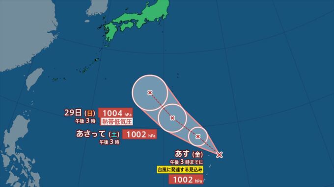【台風情報】台風のたまご＝熱帯低気圧bが発生　27日には台風へ発達か　一方、台風16号はすでに熱帯低気圧に【進路予想・あすの天気・週間天気・雨と風のシミュレーション】　|　山梨のニュース | ＵＴＹテレビ山梨