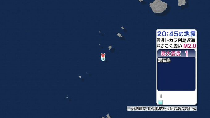 トカラ列島近海で地震 鹿児島十島村で最大震度１ 津波の心配なし|TBS NEWS DIG