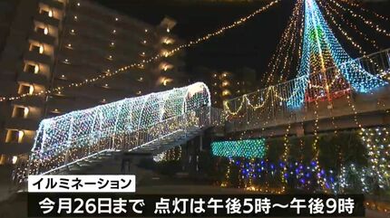 めっちゃきれい！」岡山市の屋上庭園にイルミネーション 光のトンネル