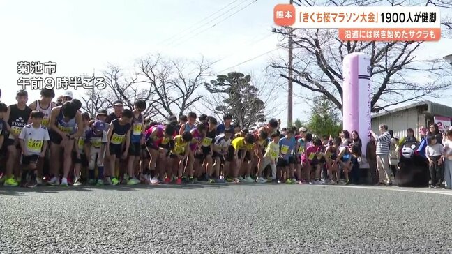 沿道には咲き始めたサクラも 「菊池さくらマラソン大会」に約1900人 熊本・菊池市|TBS NEWS DIG