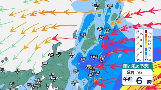 関東甲信 2日明け方にかけ激しい雨のおそれ　伊豆諸島は高波に注意・警戒…前線上の低気圧が発達しながら日本の東へ【雨と風のシミュレーション】大気の状態不安定で関東の海上と伊豆諸島は大しけ|TBS NEWS DIG
