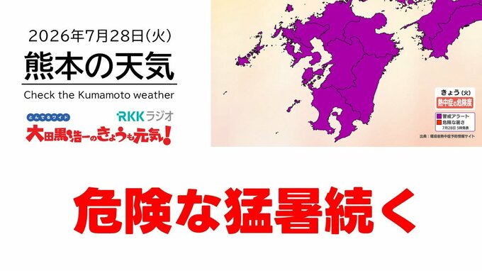 7月28日（火）【熊本の天気】危険な“猛暑”続く　RKK気象予報士の天気解説  ＜阿蘇や天草のライブカメラも配信中＞|TBS NEWS DIG
