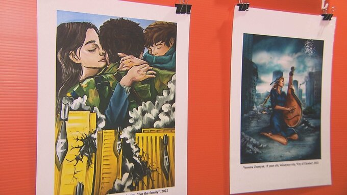 ロシア侵攻から２年余り　ウクライナの子どもたちが描いた絵画の展示会　大分　|　大分のニュース｜OBS NEWS｜大分放送