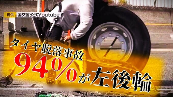 時速60km/hで走行の大型トラックから外れたタイヤがぶつかると…「タイヤも外れると走る凶器」タイヤ脱落事故のうち94％は『左後輪』なぜ？　考えられる要因とは？　|　青森のニュース│ATV NEWS│青森テレビ